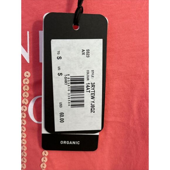 NWT Armani Exchange Women's Branded T Shirt‎ Pink Sequins Size Small - Picture 4 of 7